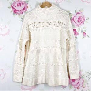 Lou & Grey Ivory Chunky Turtleneck Alpaca Blend Knit Sweater S